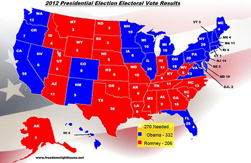 Electoral votes results map